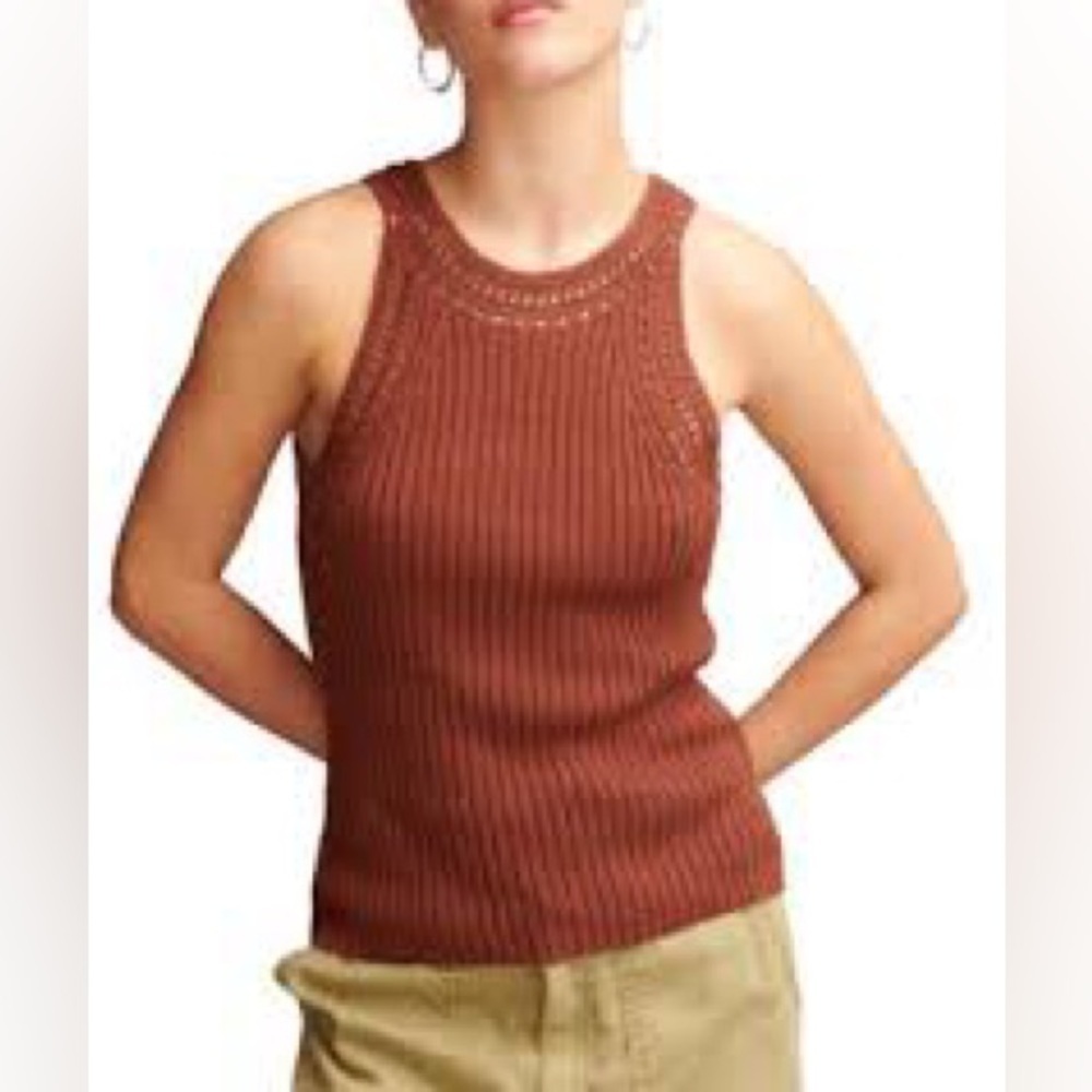 Lucky Brand Knit Rib Sleeveless Tank Top Sweater Fall Size XL
